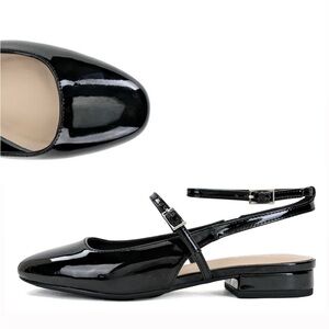 Elegant Black Patent Leather Slingback Flats